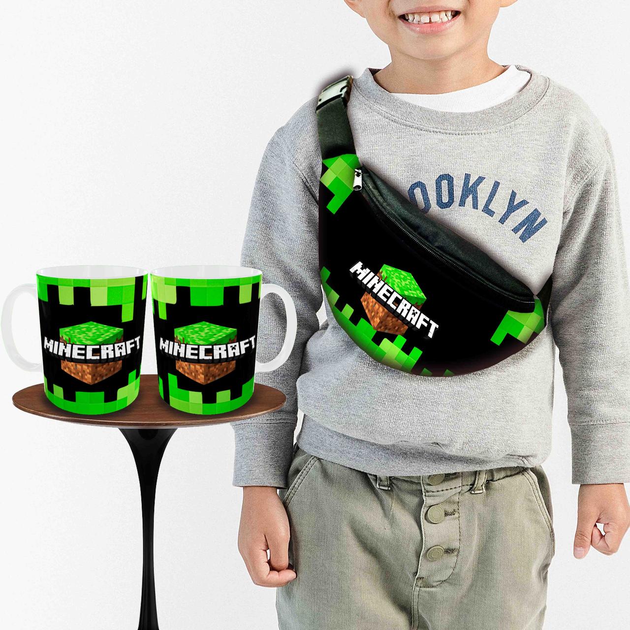 Набір: Сумка-бананка+ Кружка майнкрафт "Minecraft" дитяча з принтом (0349), фото 1