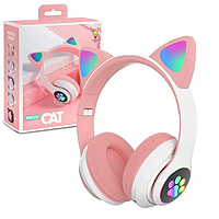 Бездротові навушники Котячі вушка Cat STN-28 рожевого кольору, Навушники з підсвіткою й мікрофоном