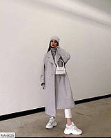 Женское весеннее кашемировое пальто на подкладке с поясом размер универсальный