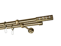 Карниз MStyle для штор металлический двухрядный открытый труба гладкая 19/19 мм Антик Алюр 240 см
