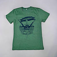 Тактисеская патриотическая футболка Непокоренные зеленая Футболка военная тактическая зеленая хлопок