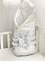Конверт-одеяло на выписку новорожденного с красивым бантом, 95*95 см, хлопок