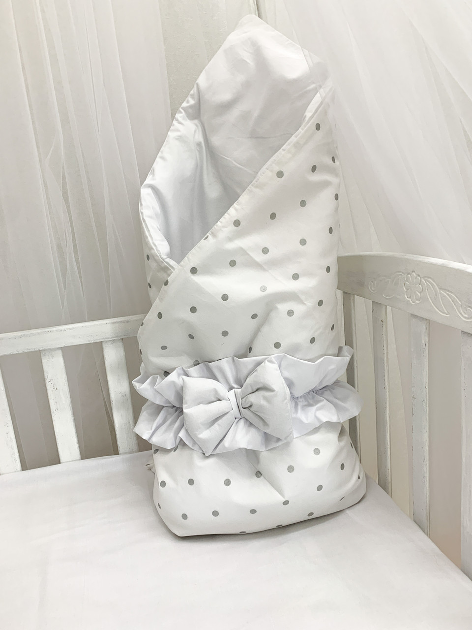 Конверт-одеяло на выписку новорожденного с красивым бантом, 95*95 см, хлопок - фото 4 - id-p2094762153