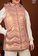 Жилетка жіноча подовжена демісезонна стьобана високої якості, є великі розміри EXCLUSIVE, фото 2