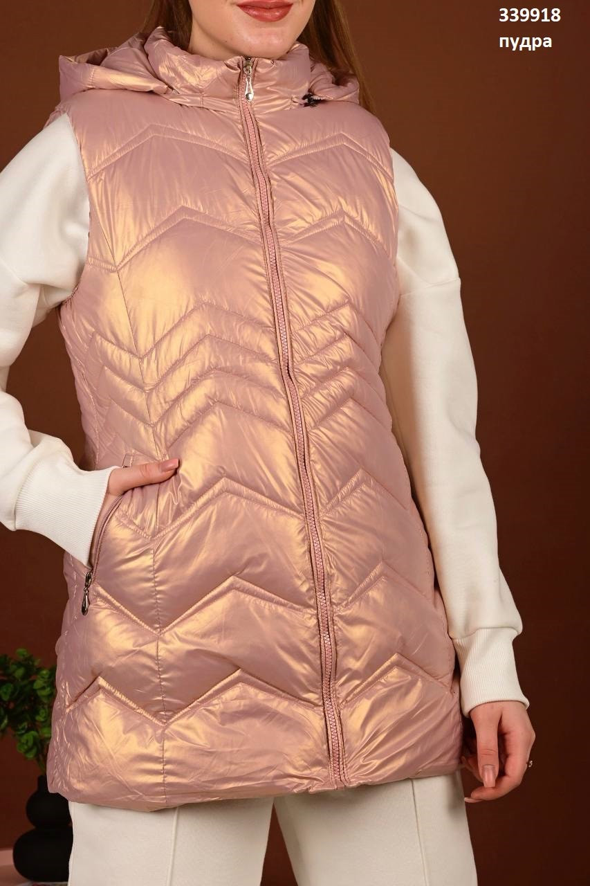 Жилетка жіноча подовжена демісезонна стьобана високої якості, є великі розміри EXCLUSIVE
