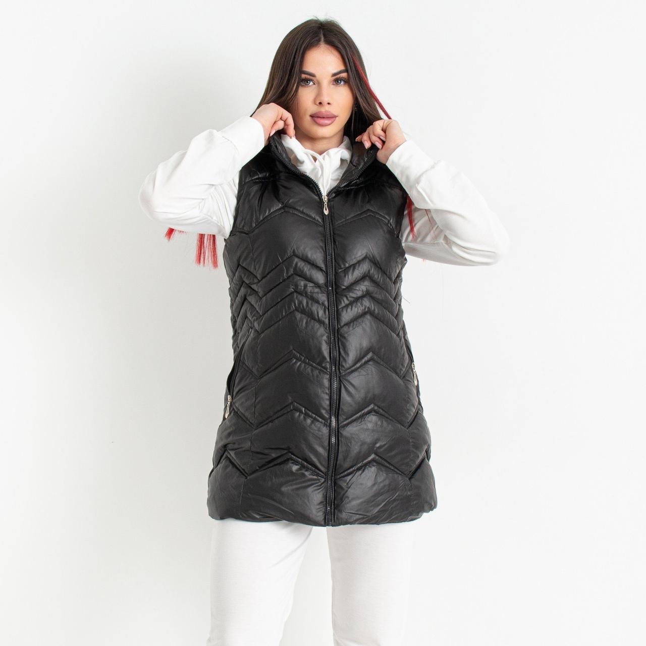 Жилетка жіноча подовжена демісезонна стьобана високої якості, є великі розміри EXCLUSIVE