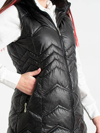 Жилетка жіноча подовжена демісезонна стьобана високої якості, є великі розміри EXCLUSIVE, фото 3