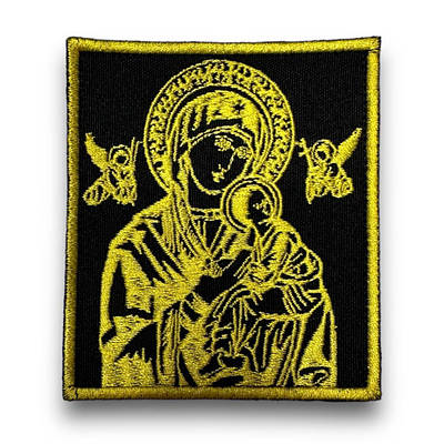 Шеврон Матір Божа Неустанна Поміч на ліпучці/ Нашивка