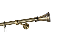 Карниз MStyle для штор металлический однорядный труба рифленая 19 мм Антик Картер 240 см