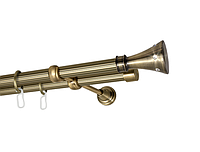 Карниз MStyle для штор металлический двухрядный открытый труба рифленая 19/19 мм Антик Картер 240 см