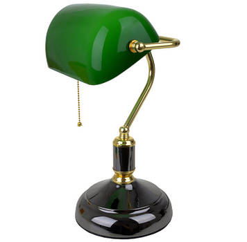 Настільна лампа з мотузковим вимикачем Brille із зеленим плафоном під лампу Е27 IP20 MTL-52