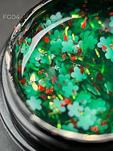 Foil flower gel Дизайнер (5мл.) гель с цветочками из фольги. Зелений FG04