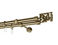 Карниз MStyle для штор металлический двухрядный открытый труба гладкая 19/19 мм Антик Делия 240 см