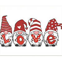 Алмазна мозаїка Gnomes with love lettering 40х50 см квадратні камені-стрази, на підрамнику, у кор., ТМ