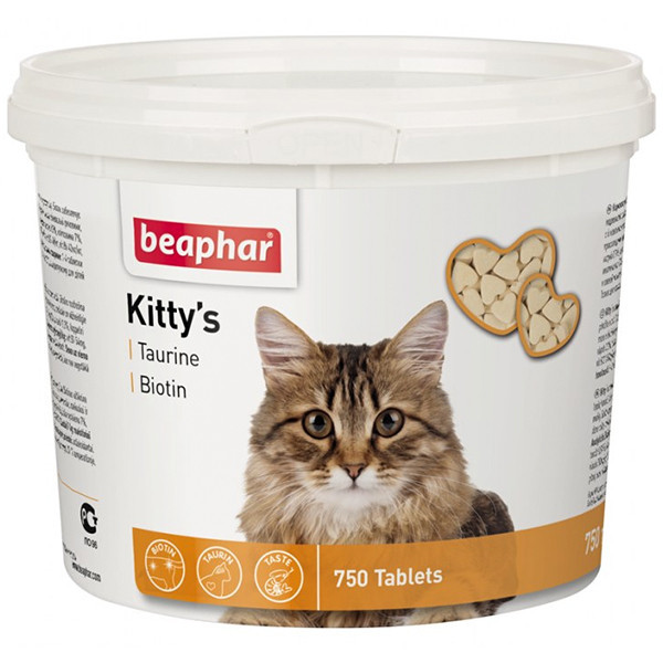 Витамины для взрослых кошек Beaphar Kitty's Taurine + Biotin 750 таблеток - фото 1 - id-p2094774444