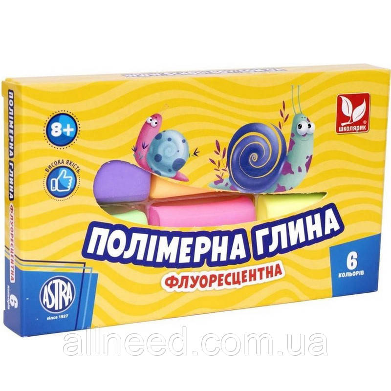 Полімерна глина 83911902-UA, флуоресцентна 6 кольорів, фото 1