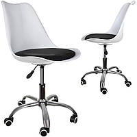 Кресло офисное на колесах компьютерный стул на колесиках Malatec 16429 Белое с черным WayBay