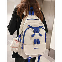 Рюкзак Lesko 608833 Hellonana White з брелоком підлітковий білий 1 шт., фото 6