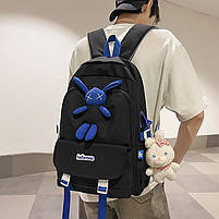 Рюкзак Lesko 608833 Hellonana Black з брелоком підлітковий чорний 2 шт., фото 4