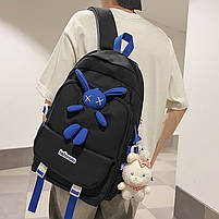 Рюкзак Lesko 608833 Hellonana Black з брелоком підлітковий чорний 2 шт., фото 5