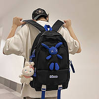 Рюкзак Lesko 608833 Hellonana Black з брелоком підлітковий чорний 2 шт., фото 6