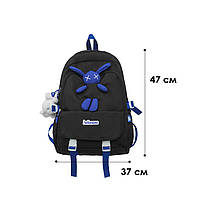 Рюкзак Lesko 608833 Hellonana Black з брелоком підлітковий чорний 2 шт., фото 7