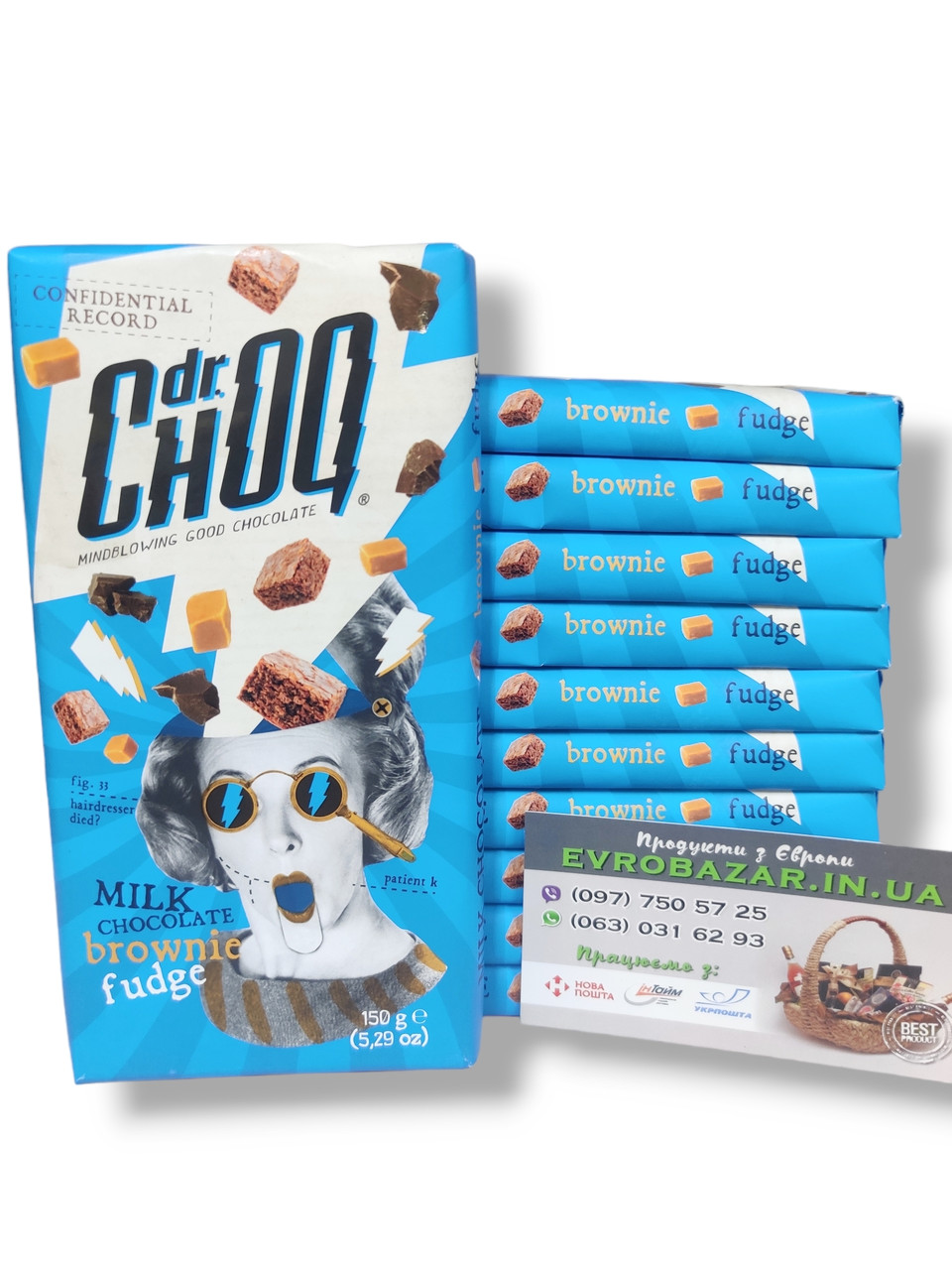 Шоколад dr.Choq з брауні та ірисом, 150г