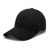 Кепка чоловіча Stone Island (Стон Айленд) чорна з чорним логотипом М (54-58 см)