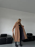 Женское кашемировое пальто удлиненное бежевое. Размеры 42, 44,46,48, 50