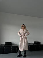 Женское кашемировое пальто удлиненное бежевое. Размеры 42, 44,46,48, 50