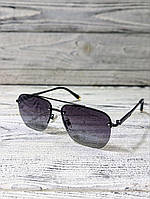 Солнцезащитные очки мужские, поляризация, черные в глянцевой металлической оправе (без бренда)