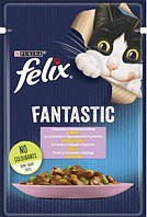 Влажный корм для взрослых кошек Purina Felix Fantastic с форелью и зелеными бобами в желе 13 шт по 85 г