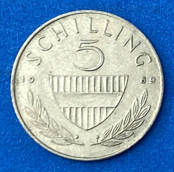 Монета Австрії 5 шилінгов 1969-90 рр