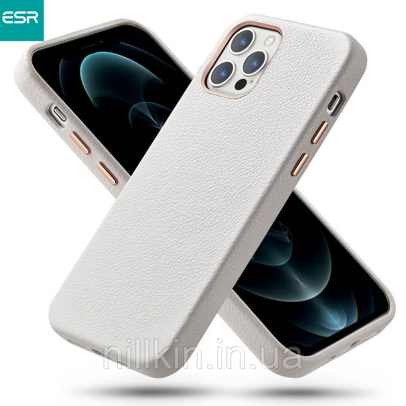 Білий шкіряний чохол ESR Metro Leather для iPhone 12/12Pro (White)