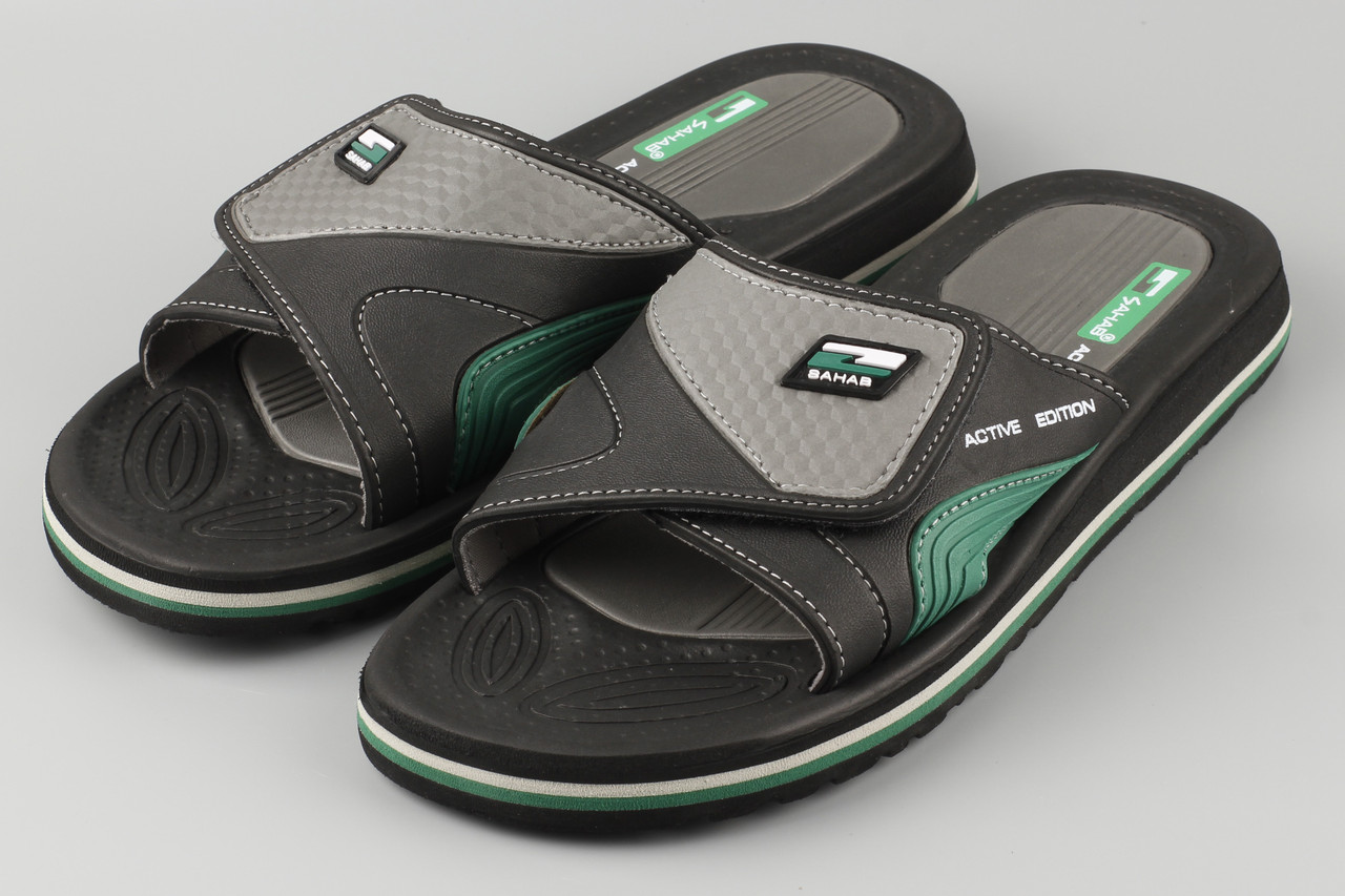 Шльопанці чоловічі на липучці чорні Sahab SH24-003M Сахаб Розміри 42 44 маломір на розмір