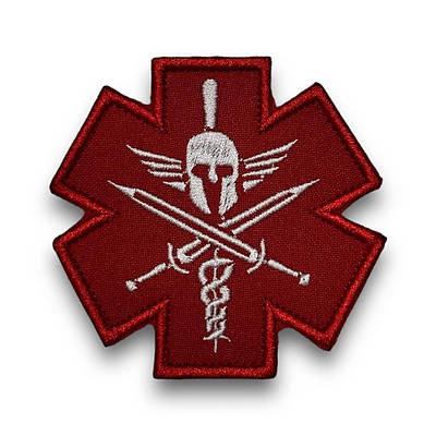 Шеврон, нашивка Парамедик червоний на ліпучці