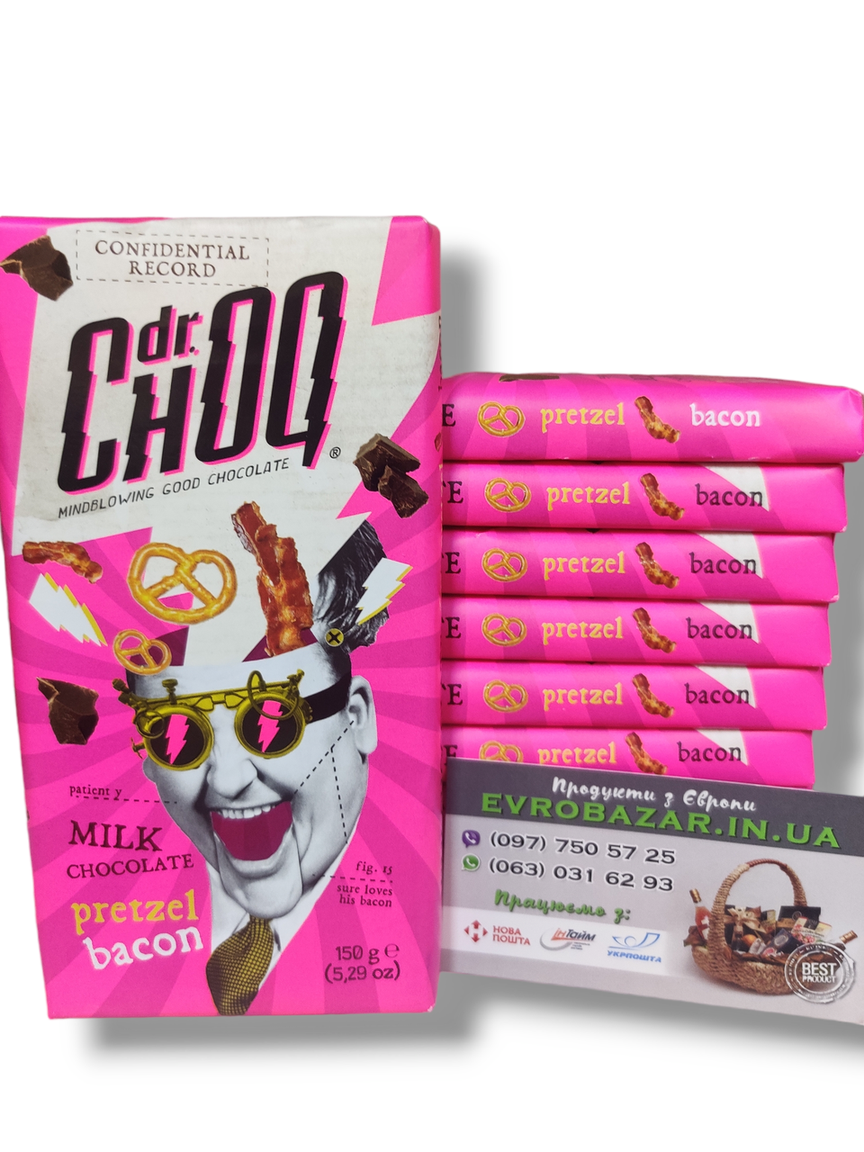 Шоколад dr.Choq з жареним беконом, 150г