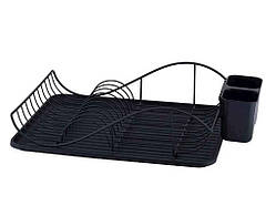 Сушарка для посуду 50*32*12,5см з подоном (чорна) 0761C ТМ KAMILLE