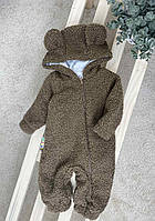 Детский теплый человечек ромпер для новорожденного Тедди осень весна 62 68 74 размер