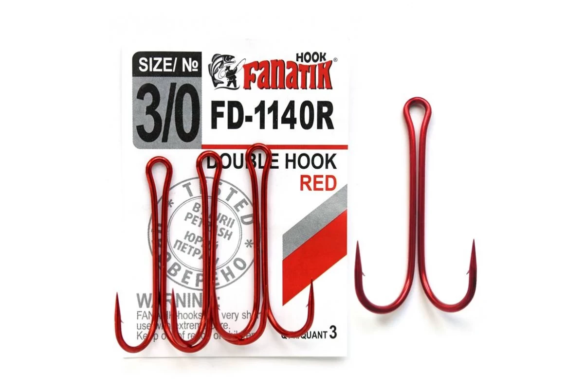 Подвійний гачок Fanatik FD-1140 Red № 3/0