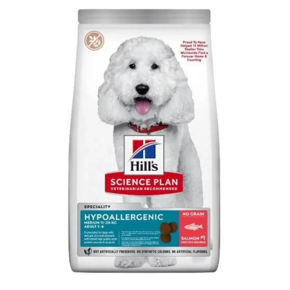 Hills (Хиллс) Hypoallergenic корм для дорослих собак середніх порід беззерновий з лососем, 12 кг