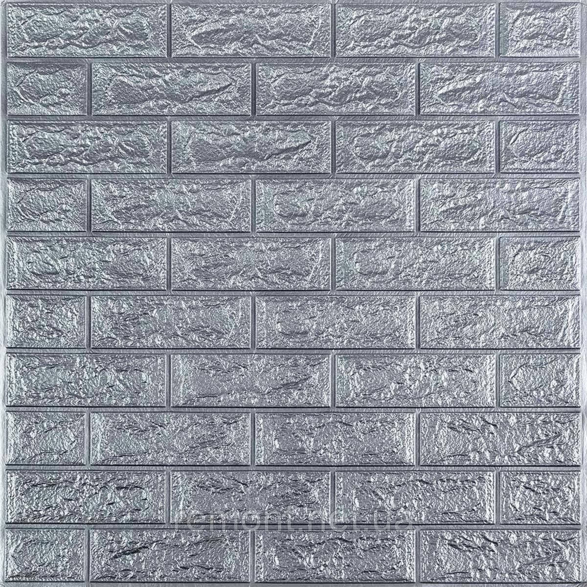 3D панель самоклеюча 700х770х3мм цегла Срібло (017-3) SW-00000230, фото 1