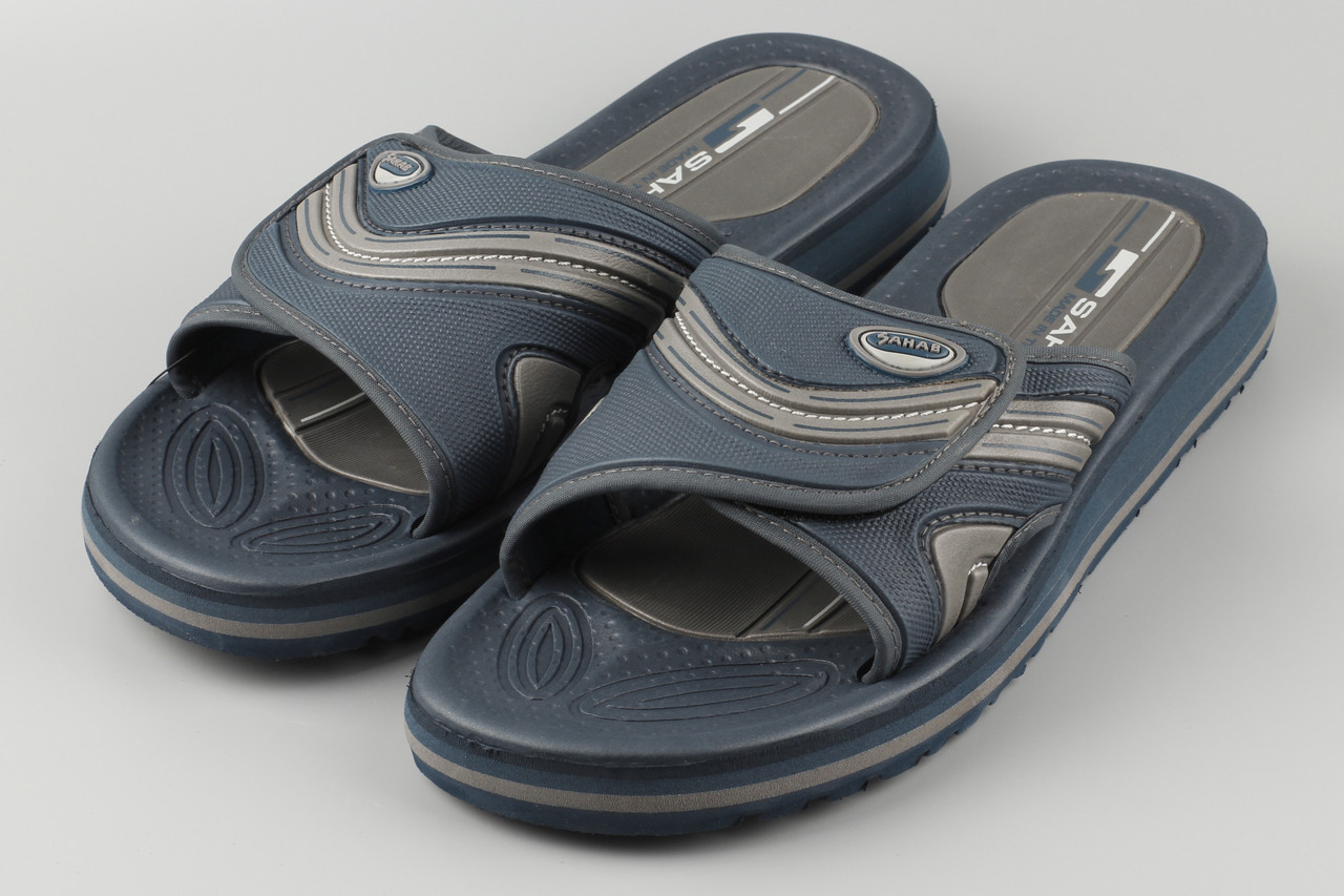 Шльопанці чоловічі на липучці темно-сині Sahab SH24-006M Сахаб Розміри 42 маломір на розмір, фото 1