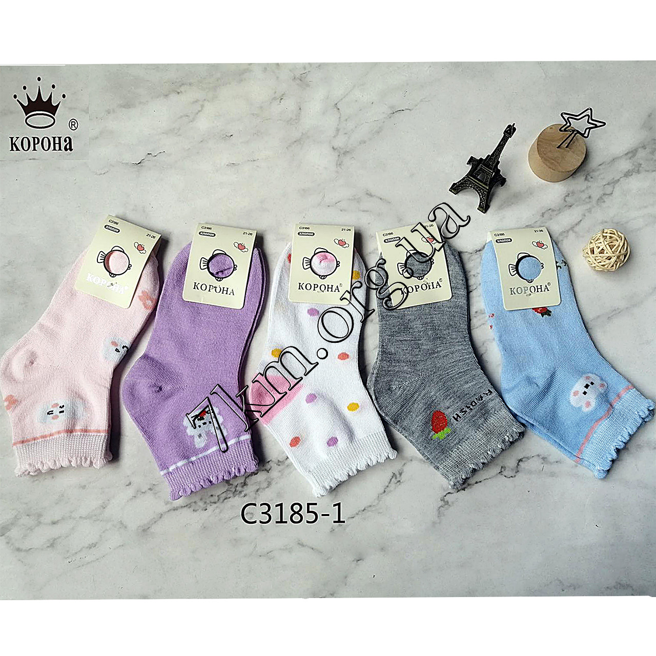 Шкарпетки дитячі Оптом для дівчаток 21-26 р.н. "Миленькі" Корона C3185-1