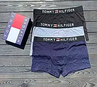 Набор мужских трусов боксеров Tommy Hilfiger 3 штуки комплект стильных мужских трусов
