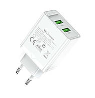 Сетевое зарядное устройство Vention Two-Port USB(A+A) Wall Charger (18W/18W) EU-Plug White FBAW0-EU