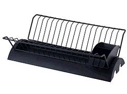 Сушарка для посуду 41.5х28х13.5см з хромованої сталі з піддоном (чорний) 0769С ТМ KAMILLE Solmir