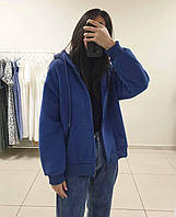 Женская худи кофта с капюшоном теплая удобная спортивная весна осень базовая черный серый темно-синий