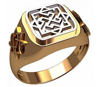 Золотое кольцо оберег "Валькирия" 2