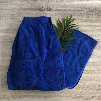 Комплект рушник 75х35 та халат150х70 для сауни чоловічий Герб мікрофібра